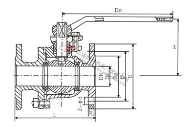 Q41F軟密封球閥外形結構圖
