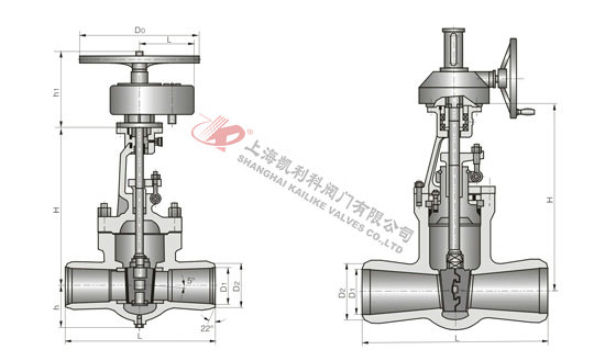 Z561H高溫高壓對(duì)焊閘閥(傘齒輪)外形結(jié)構(gòu)圖